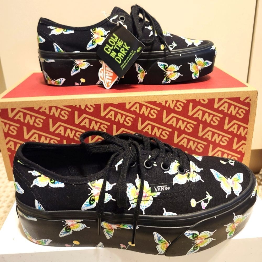 NWT Vans "Morph Blackout" Glow In The Dark 2" Sole Skate Sneakers Sz.7.5 Ltd. Ed
